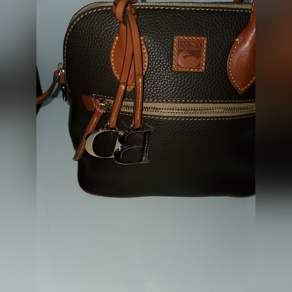 Dooney & Bourke Pebble Grain Domed Satchel in Brown Tmoro Pebbled Leather - Picture 2 of 8